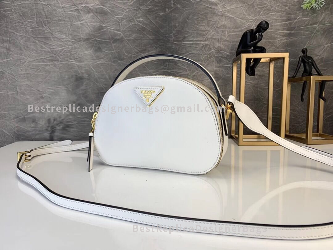 Prada White Odette Saffiano Leather Bag GHW 123